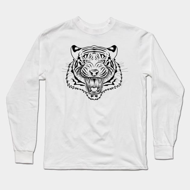 Angry Tiger Long Sleeve T-Shirt by MaiKStore